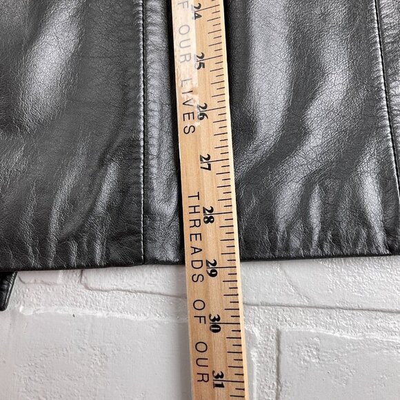 Preston & York Jacket Women Medium Petite Black Leather Y2K Classic‎ Coat VTG - Picture 13 of 14